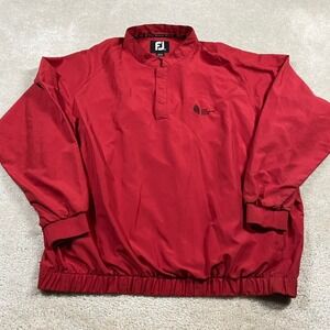 FootJoy Mens XXL Red Golf Windbreaker Pullover Georgia Club Snap Neck